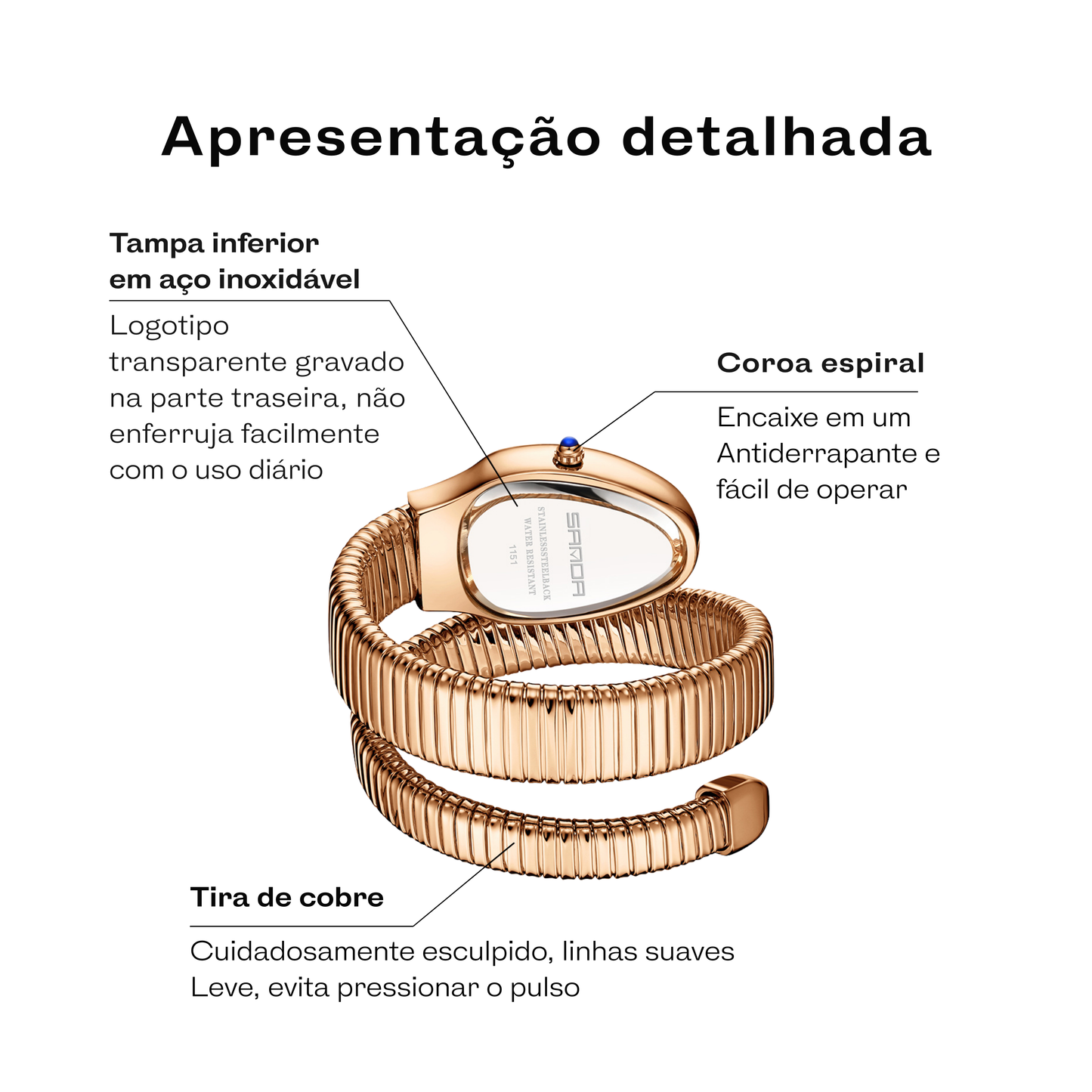 Relógio Serpente Avelle - Estilo e Durabilidade (BATOM PREMIUM INCLUSO)